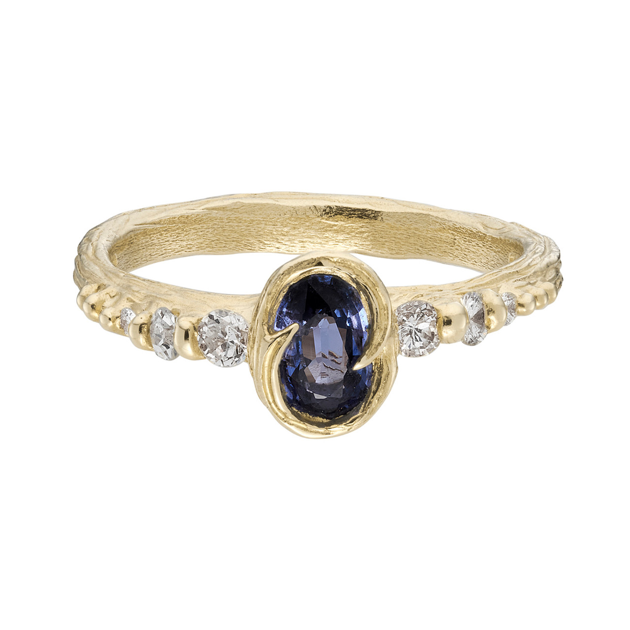 Blue Sapphire & Diamond Fae Ring, Charlotte Rowenna, tomfoolery