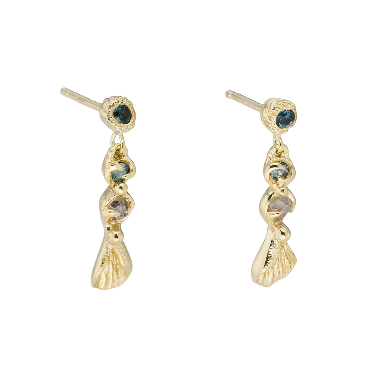 Gold & Sapphire Fae Drop Earrings, Charlotte Rowenna, tomfoolery