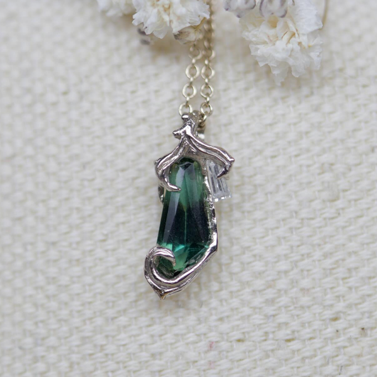 One-Of-A-Kind Sapphire & Diamond Fae Drop Necklace, Charlotte Rowenna, tomfoolery