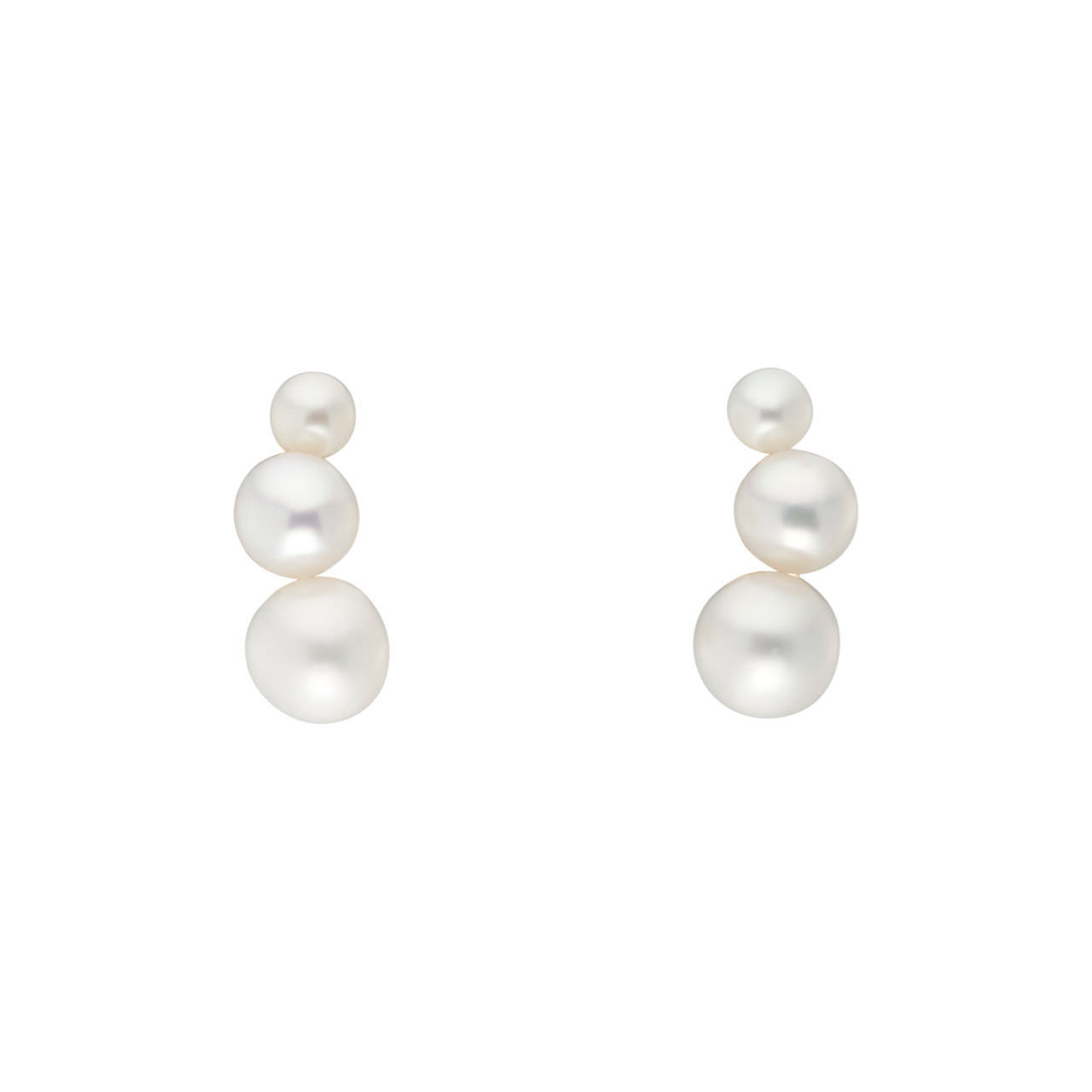 Triple Graduated Pearl Studs, tf House - Pearls, tomfoolery