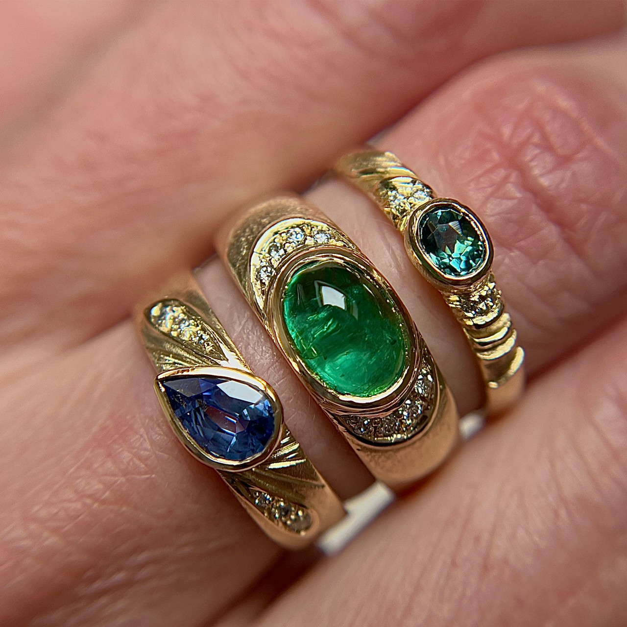 One-Of-A-Kind Emerald Layer Ring, Claire Macfarlane, tomfoolery