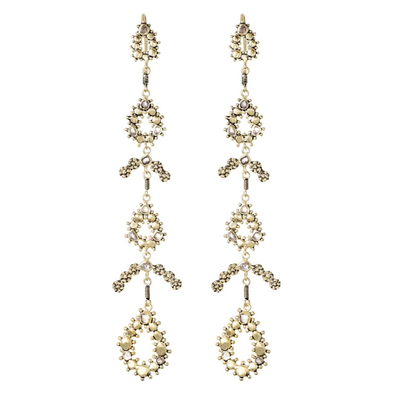 N° 851 Antique Gold & Diamond Slice Drop Earrings, Marie Laure Chamorel, tomfoolery