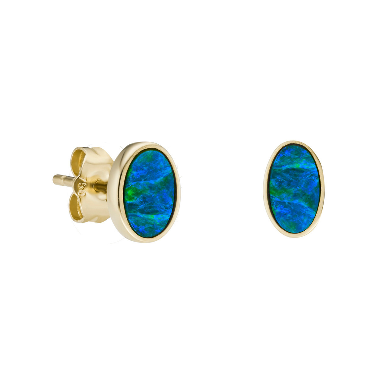 Deep Blue Opal Round Studs, OPAL, tomfoolery