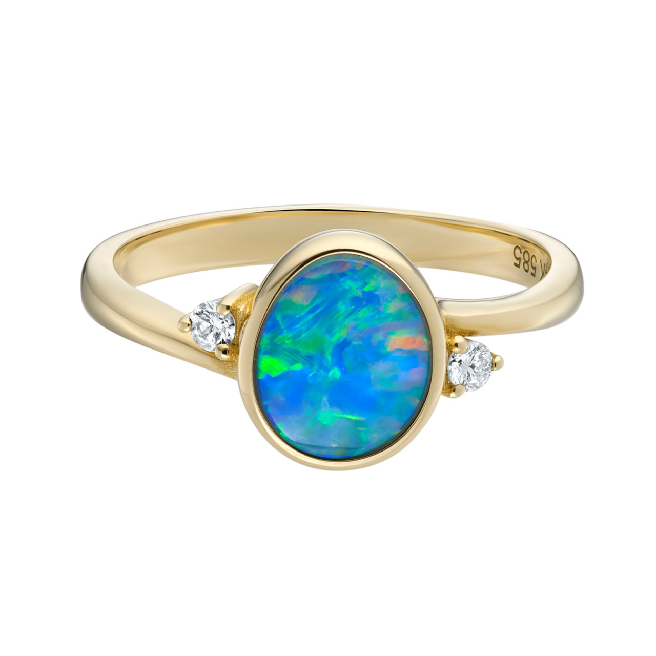 Opal & Diamond Oval Ring, OPAL, tomfoolery