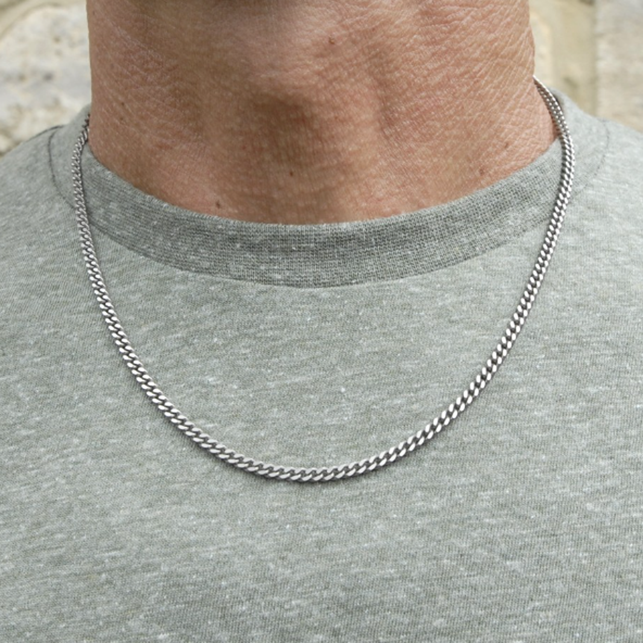 Titanium Fine Flat Curb Chain Necklace, Titanium, tomfoolery