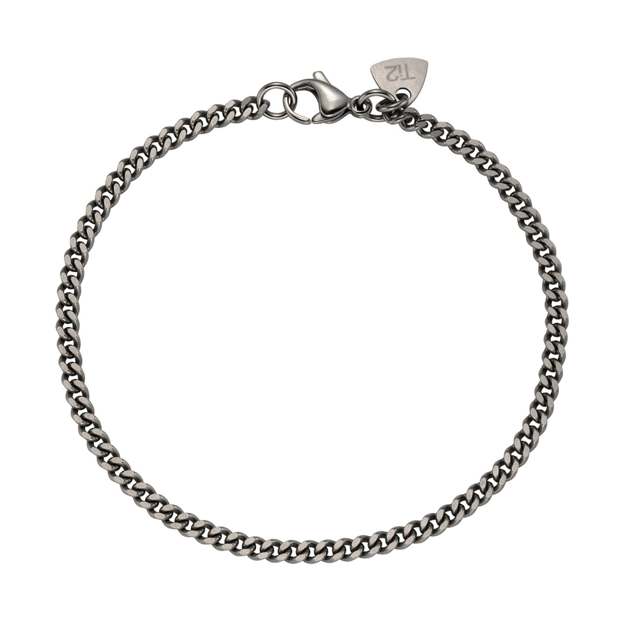 Titanium Fine Flat Curb Chain Bracelet, Titanium, tomfoolery