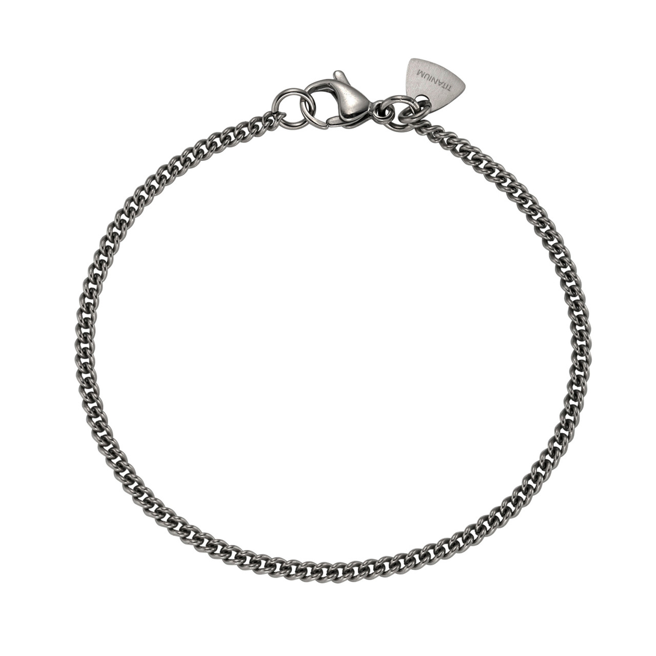 Titanium Extra Fine Flat Curb Chain Bracelet, Titanium, tomfoolery