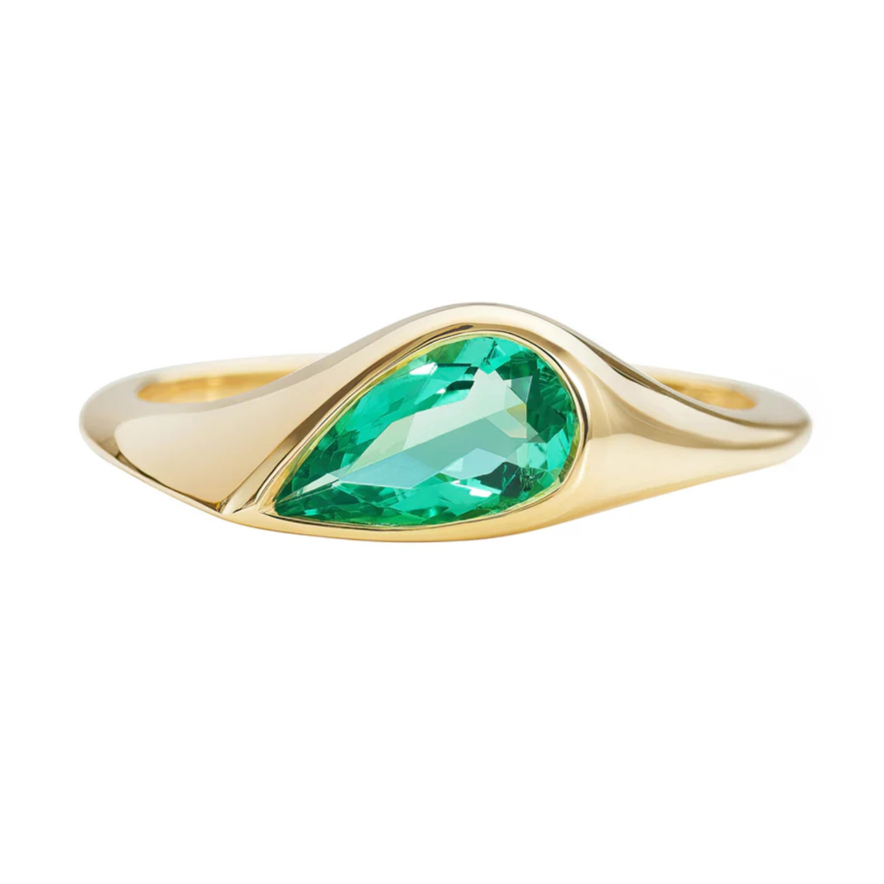 Emerald Pear Cut Solitaire Ring, Artemer, tomfoolery