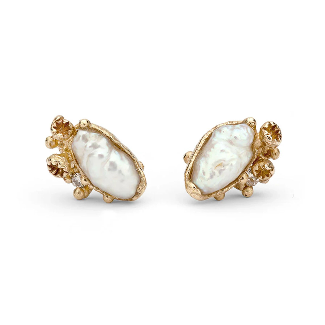 Rice Pearl Encrusted Studs with Barnacles, Ruth Tomlinson, tomfoolery