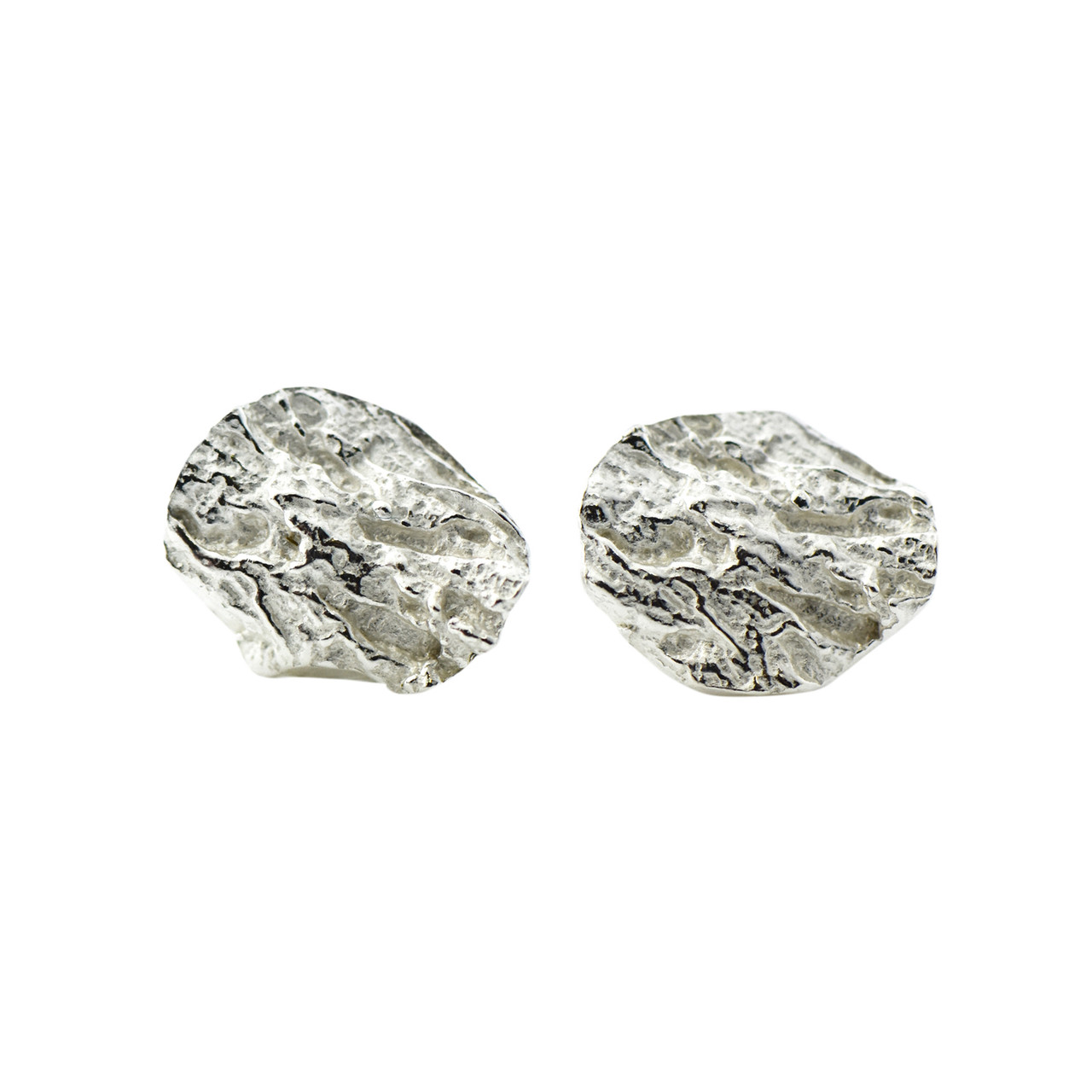 Silver Irregular Textured Oak Studs, Issy White, tomfoolery