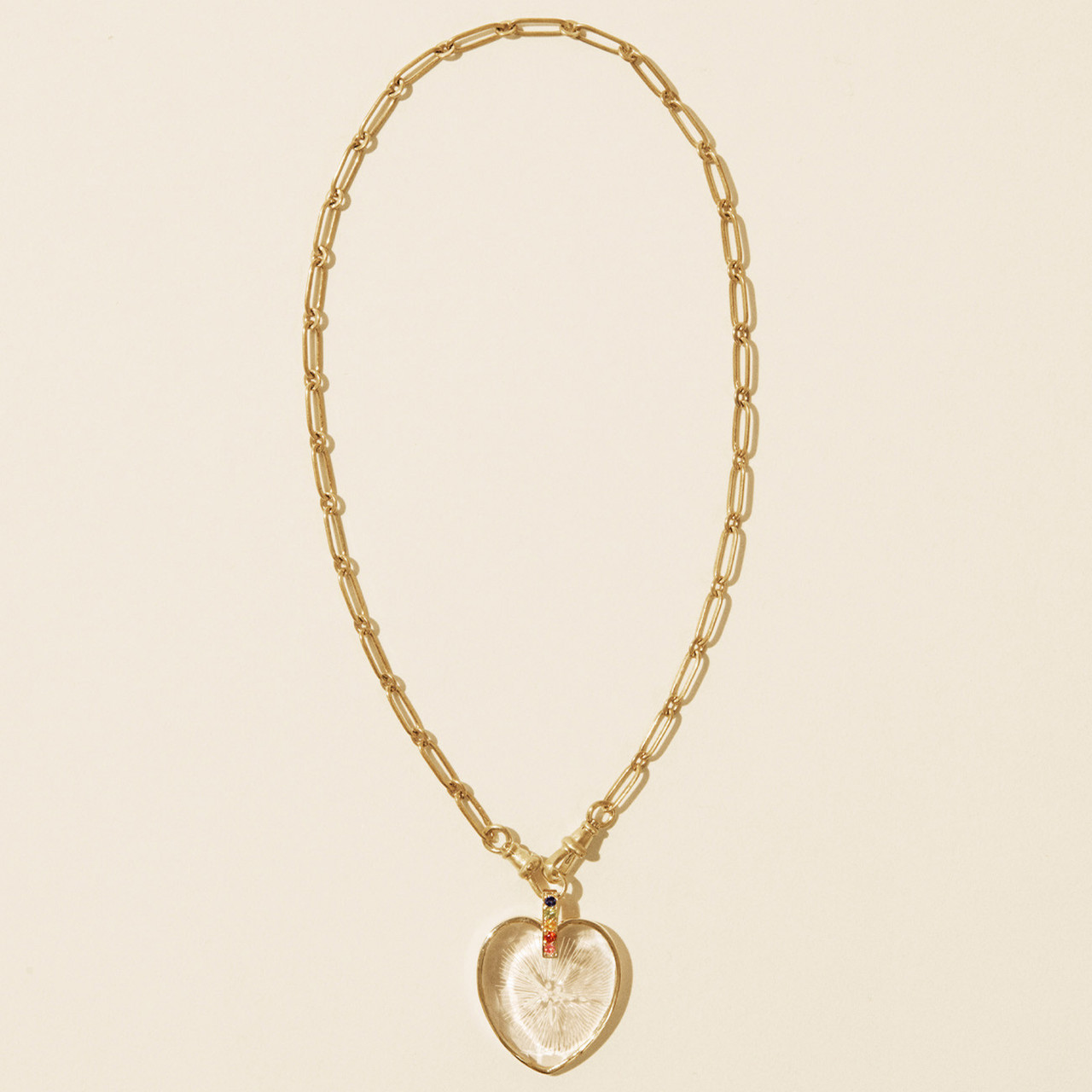 Gabin N°2 Gold, Crystal & Sapphire Heart Necklace, Pascale Monvoisin, tomfoolery