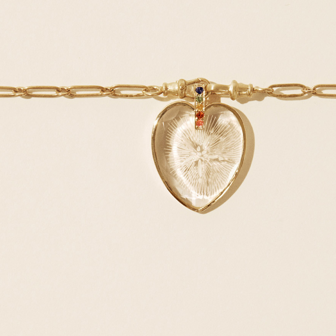 Gabin N°2 Gold, Crystal & Sapphire Heart Necklace, Pascale Monvoisin, tomfoolery