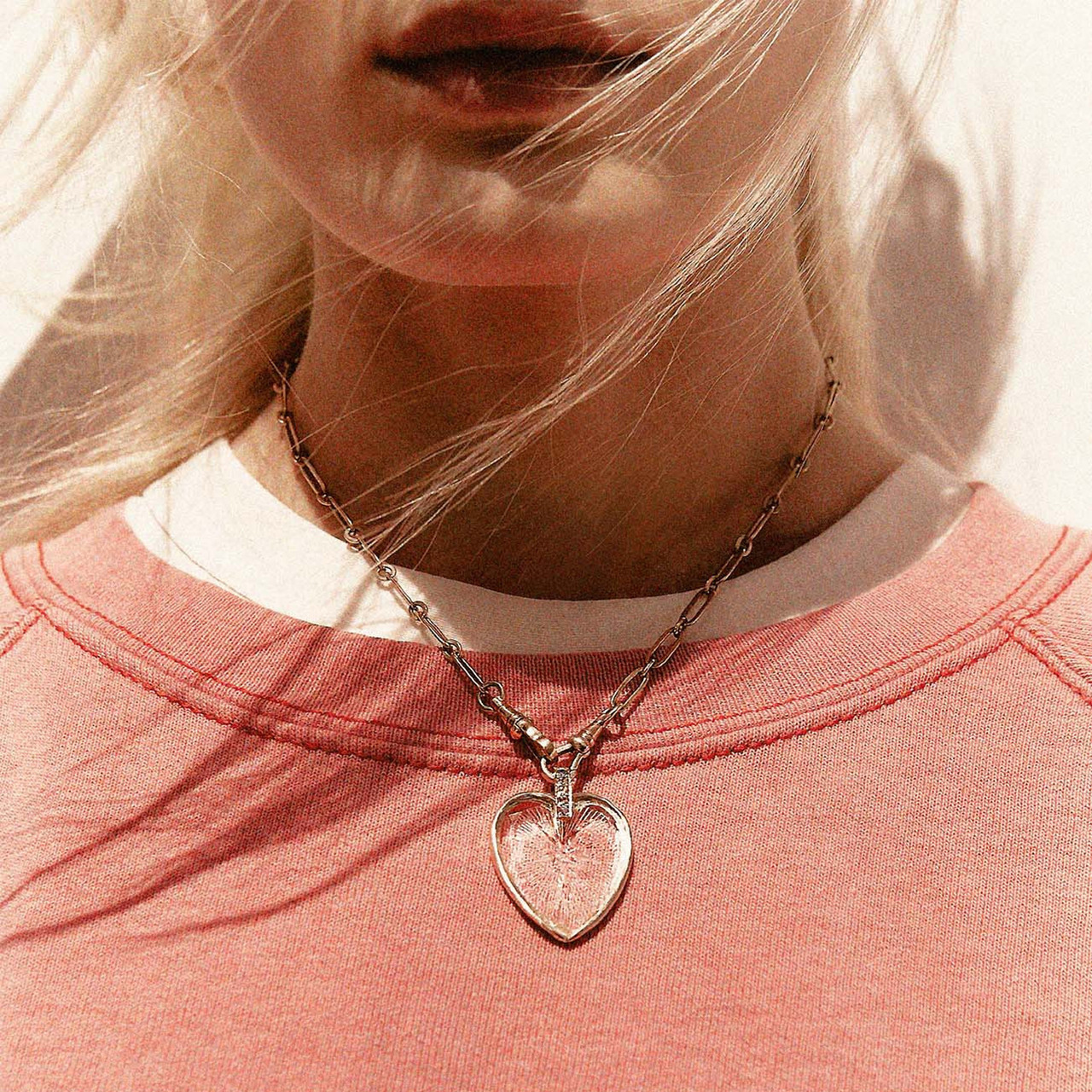 Gabin N°2 Gold, Crystal & Sapphire Heart Necklace, Pascale Monvoisin, tomfoolery