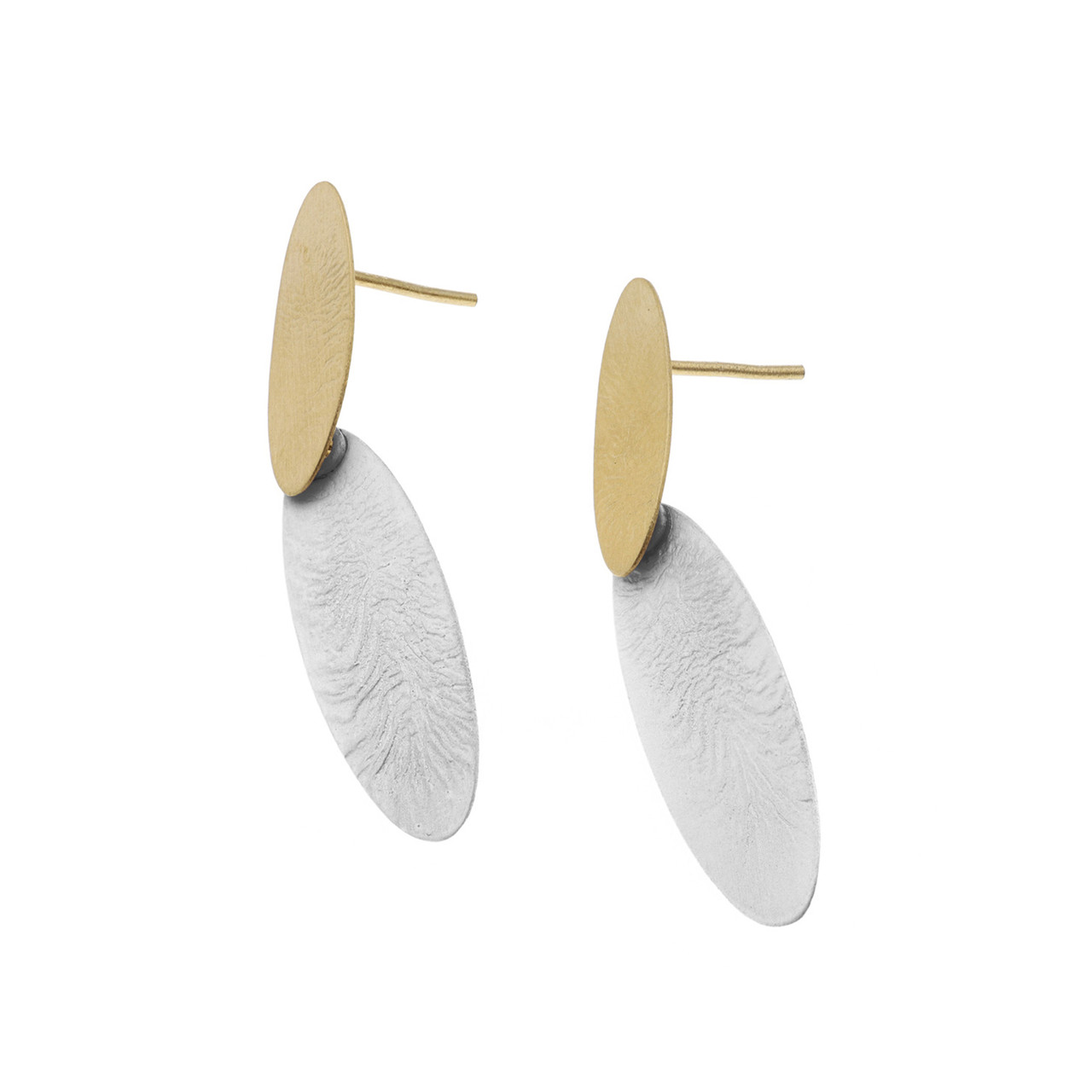 Silver & Gold Baguettes Drop Earrings, Deco Echo, tomfoolery