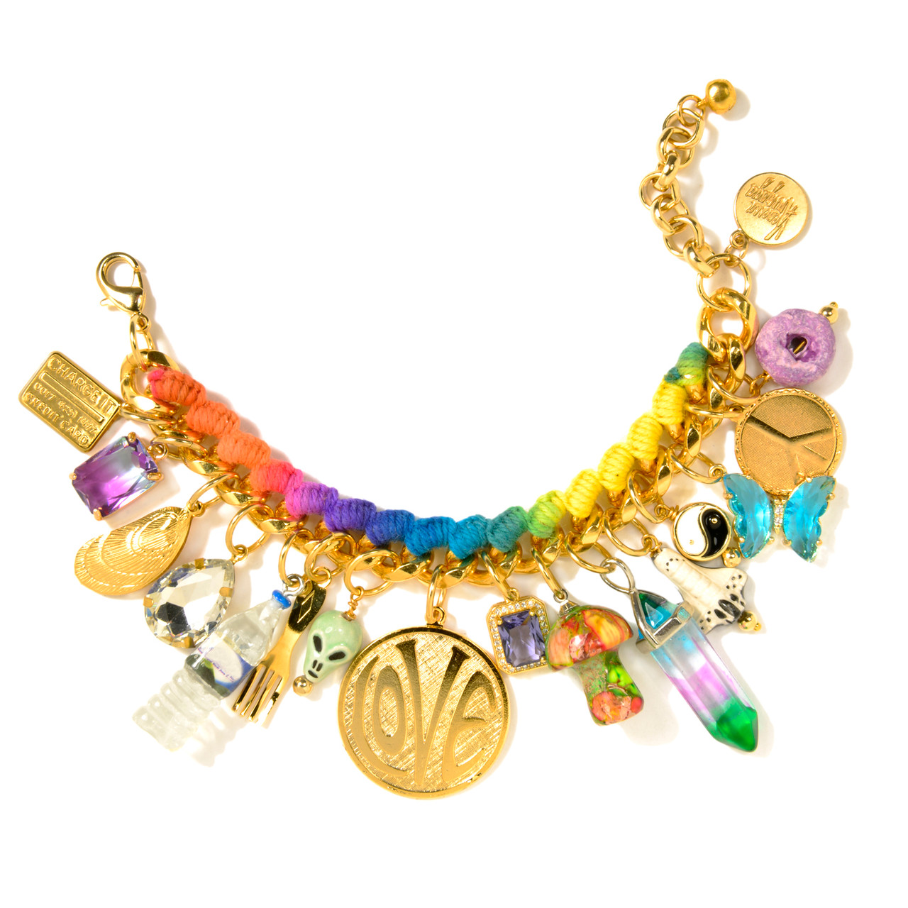 Groovy Love Rainbow Ceramic Charm Bracelet, Venessa Arizaga, tomfoolery