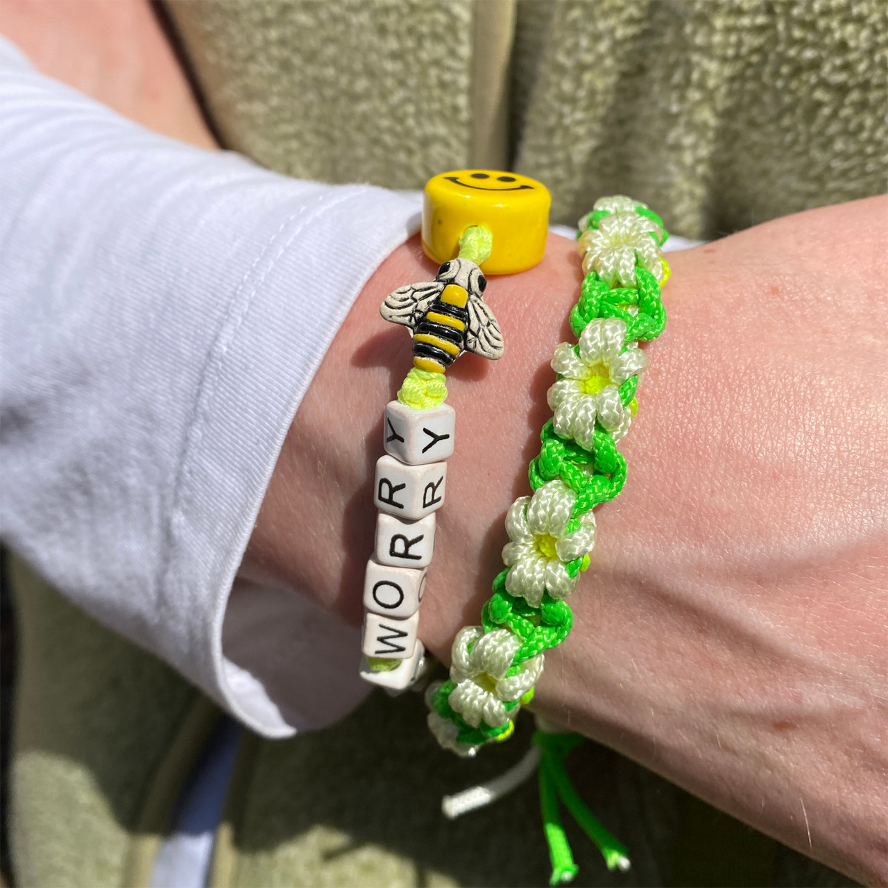 Neon Green Flower Drawstring Bracelet, Venessa Arizaga, tomfoolery