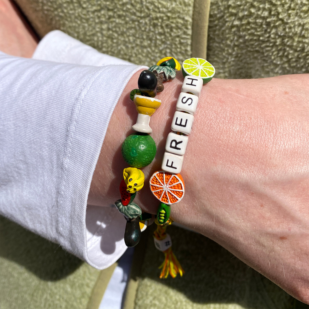 Cutie Fruity Ceramic Tropical Charm Bracelet, Venessa Arizaga, tomfoolery