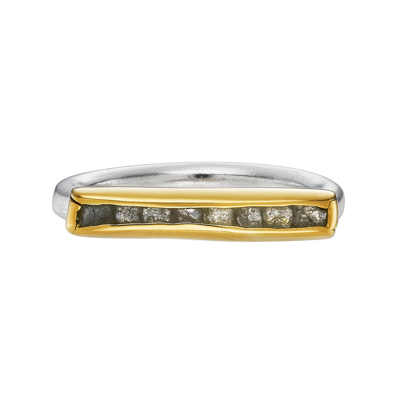 Silver, Gold & Rough Diamond Bar Ring, Eva Stone, tomfoolery