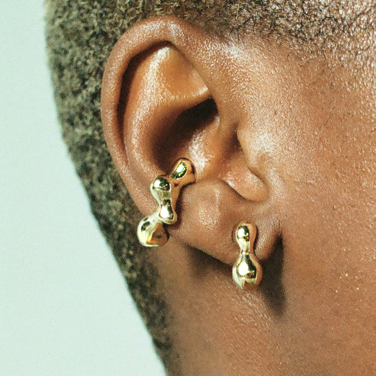 Gold Sculptural Chamelle Stud, FARIS, tomfoolery