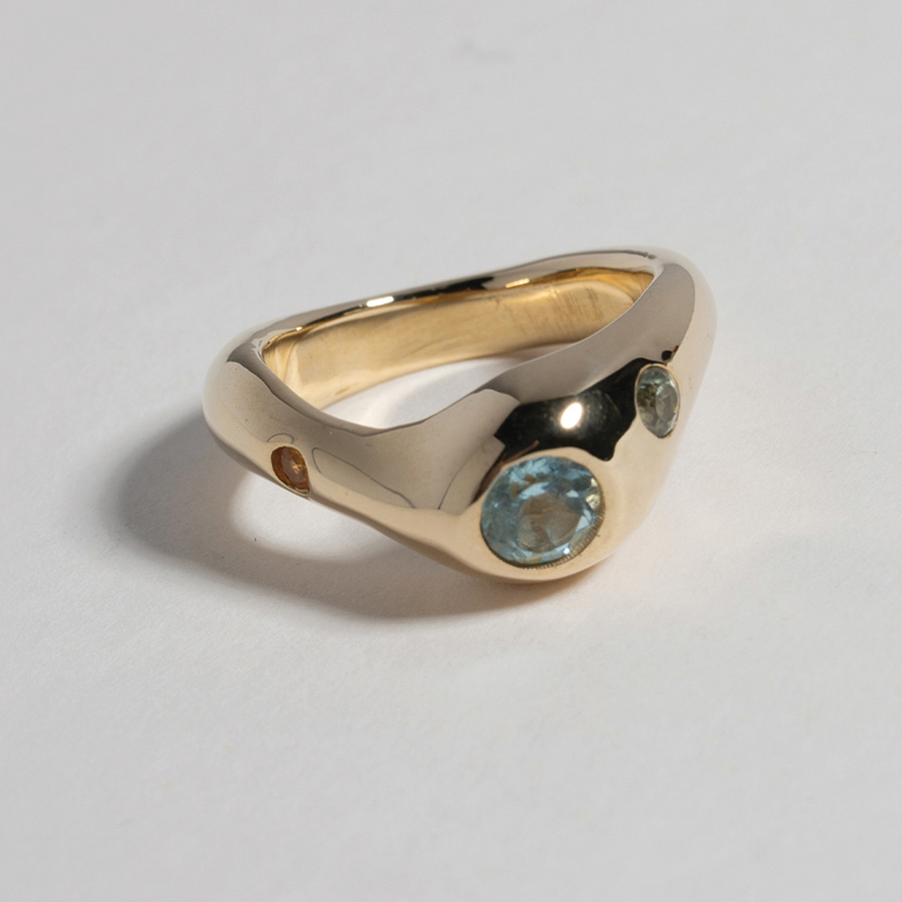 Gold & Gemstone Curved Bae Ring, FARIS, tomfoolery