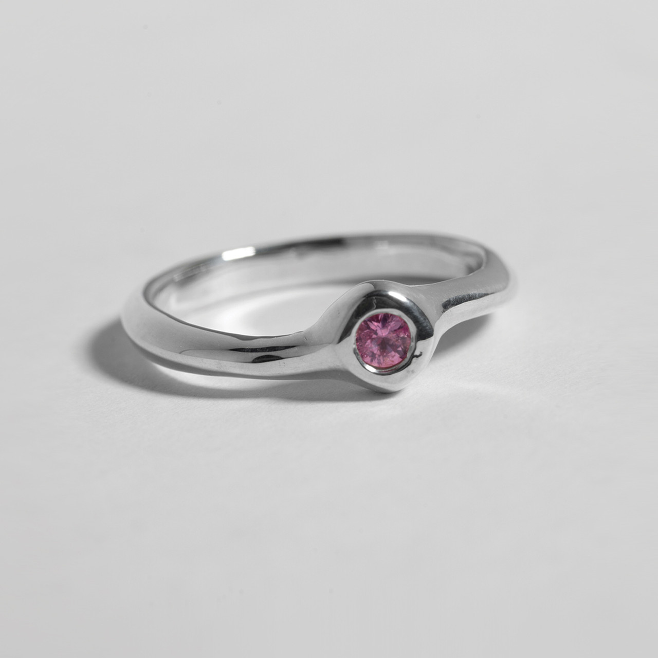 Silver & Pink Sapphire Curved Sugar Ring, FARIS, tomfoolery