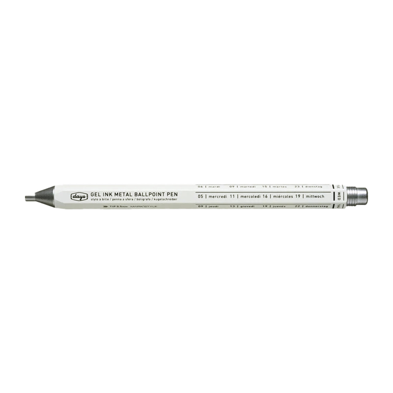 Mark's Style 'Days' White Metal Ballpoint Pen, MARKS'STYLE TOKYO, tomfoolery