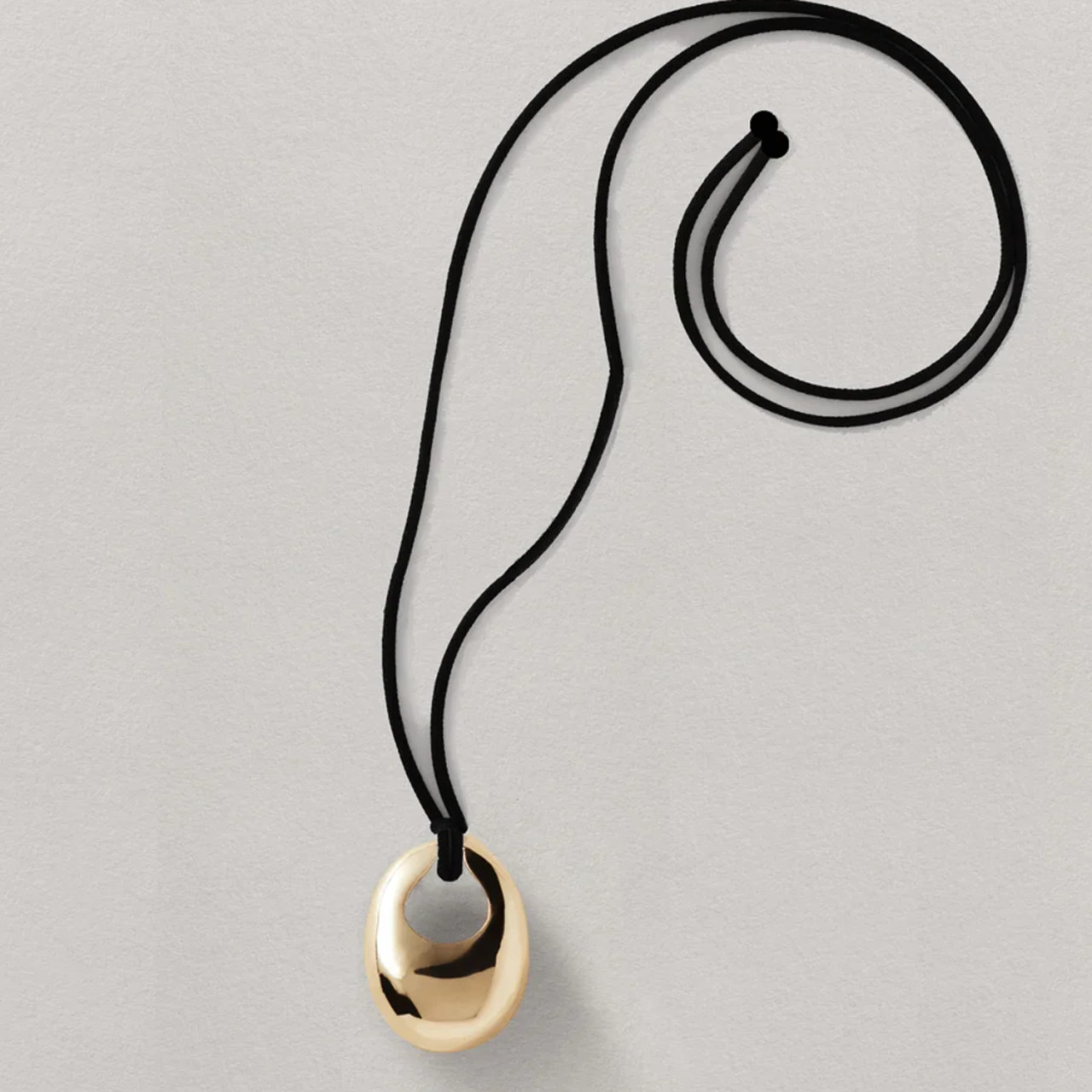 Black Cord & Gold Sculptural Pendant, Annika Inez, tomfoolery