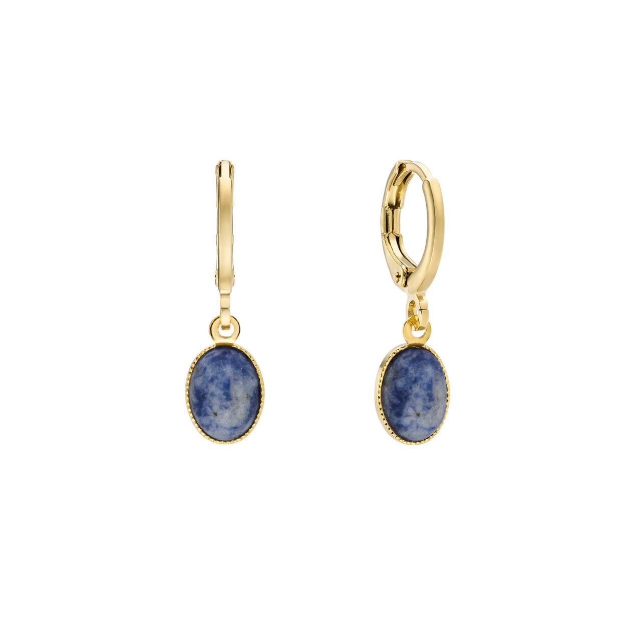 Blue Sodalite Cabochon Hoops, By Garance, tomfoolery