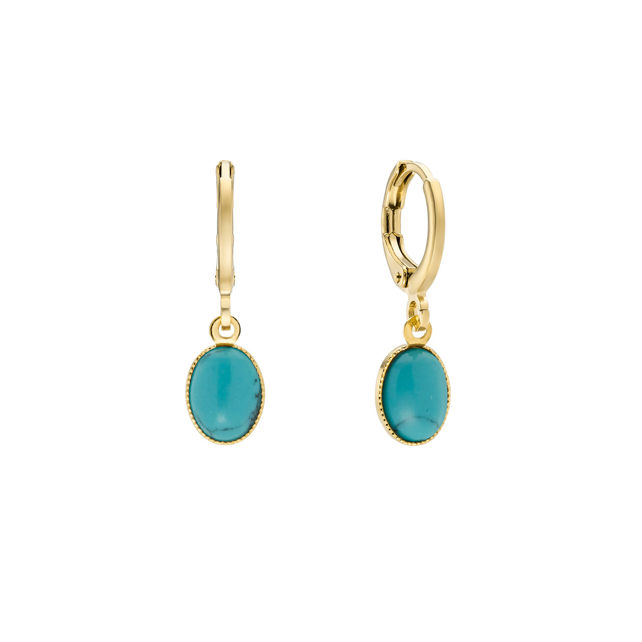 Turquoise Cabochon Hoops, By Garance, tomfoolery