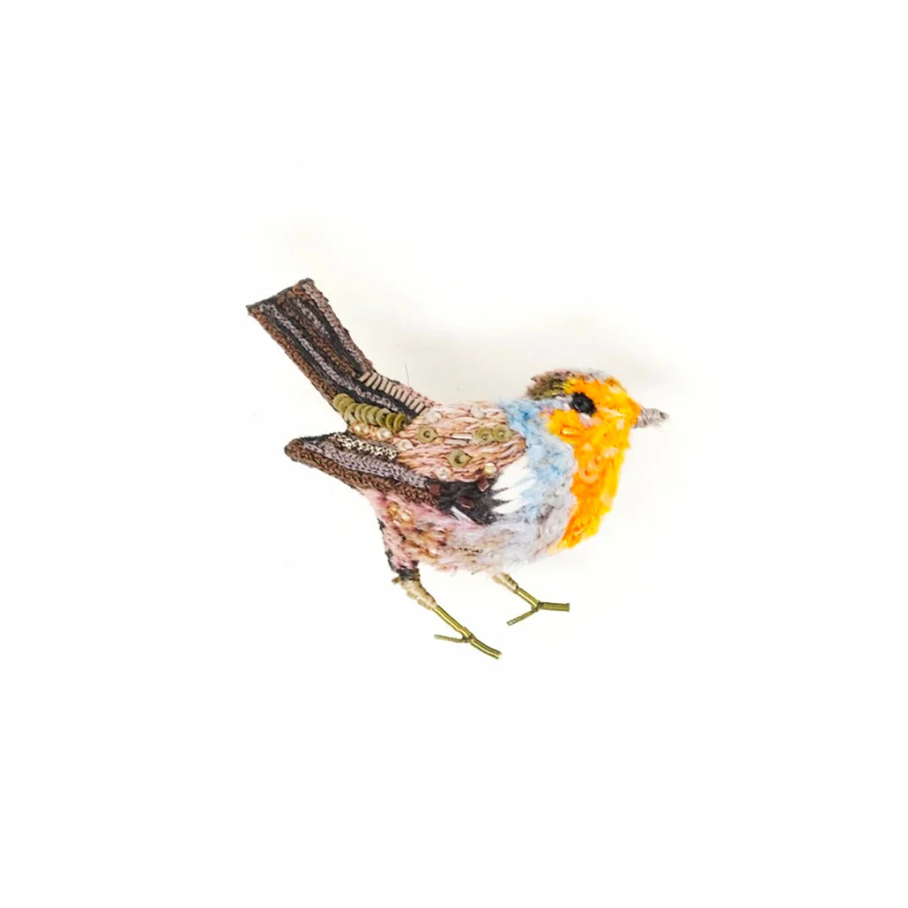 Robin Beaded Sequin Brooch, Trovelore, Tomfoolery London