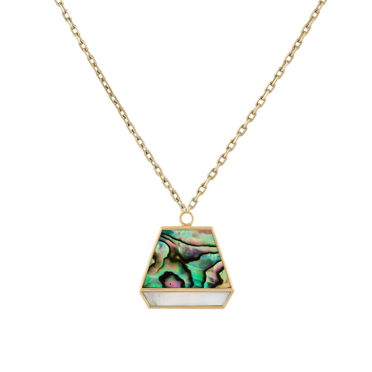 Pearl & Abalone Duo Trapezoid Pendant, metier by tomfoolery