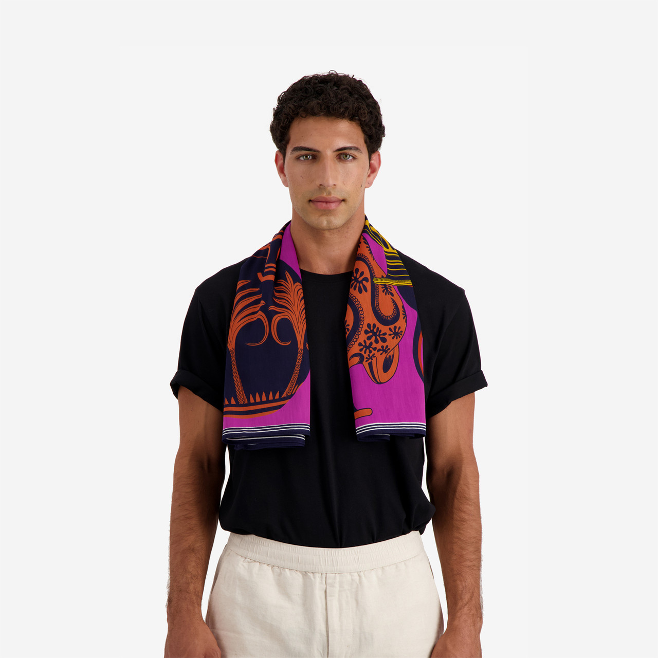 Square Mykonos Silk & Cotton Scarf, Inoui Editions, tomfoolery