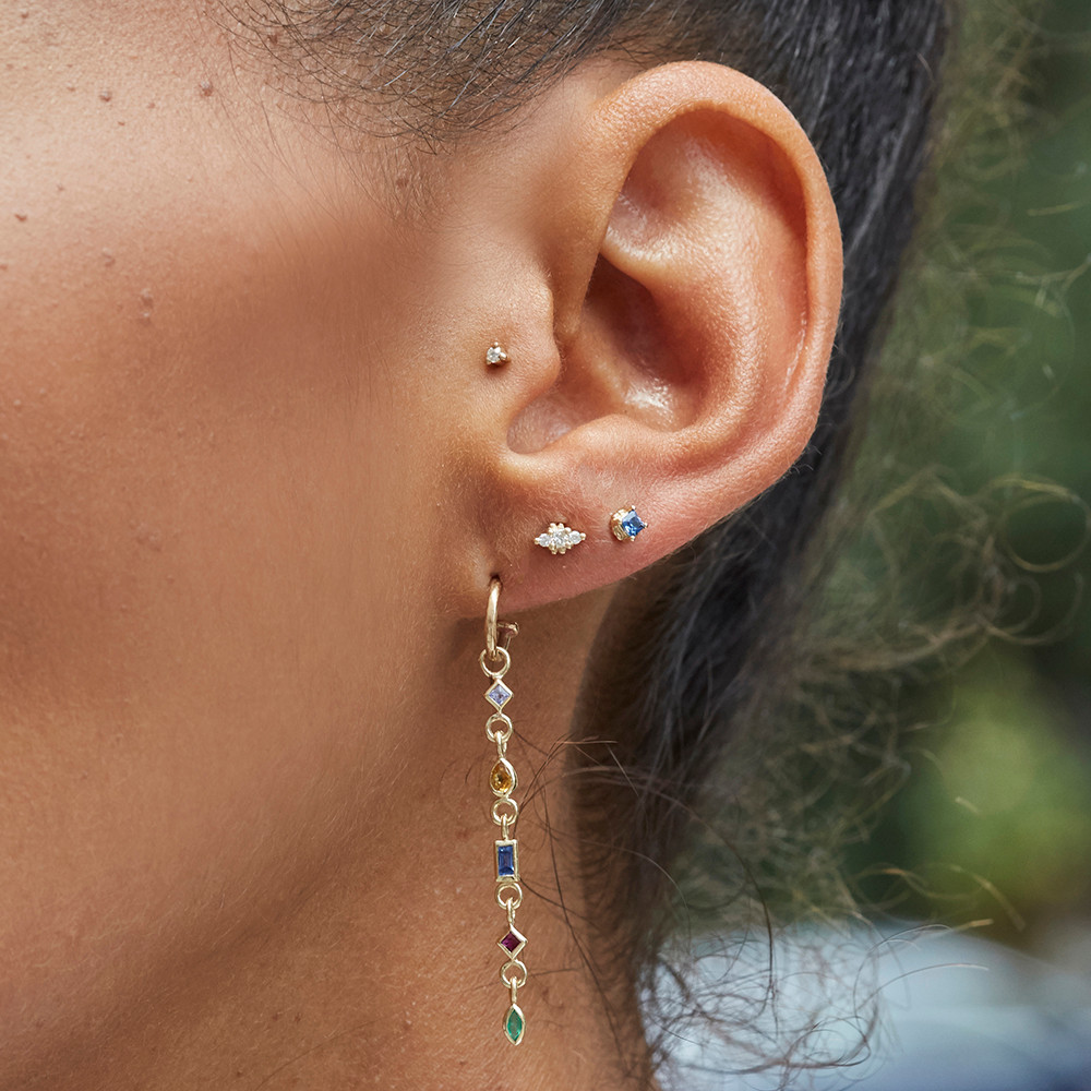 Peach Sapphire Dala Stud, metier by tomfoolery