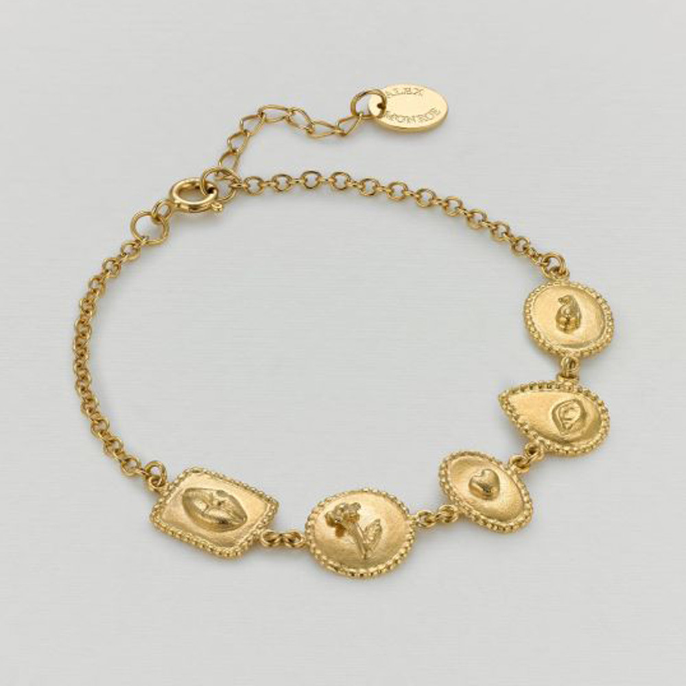 Gold Gratitude For Nature Linked Station Bracelet, Alex Monroe, tomfoolery