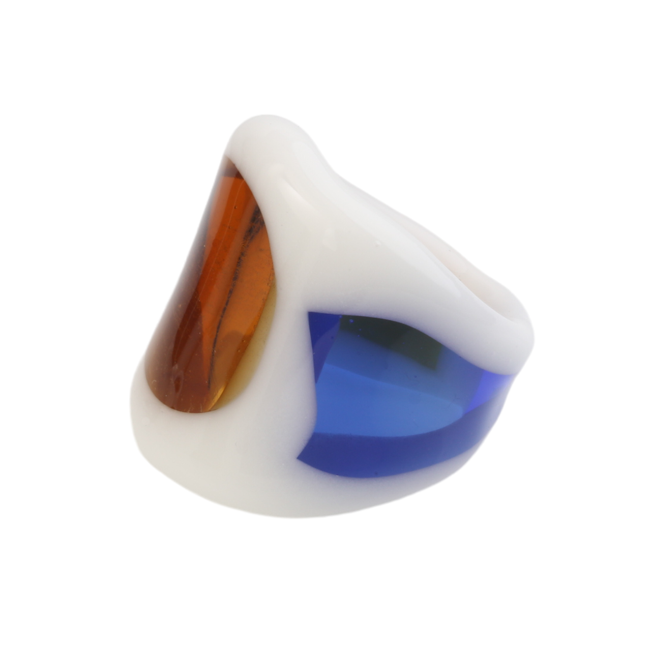 Brown Blue Two Tone Glass Window Ring, KEANE, tomfoolery