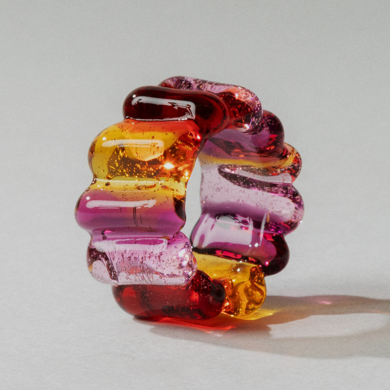 Pomegranate Red Ribbed Glass Ring, KEANE, tomfoolery