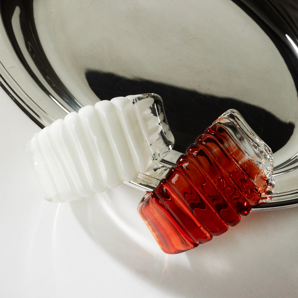 Pomegranate Red Wide Ribbed Glass Cuff, KEANE, tomfoolery