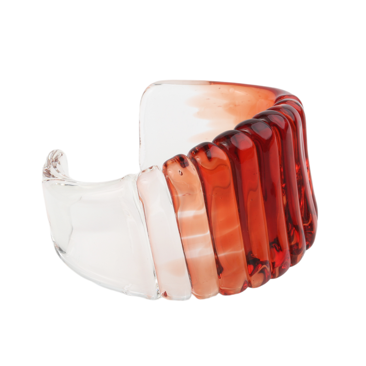 Pomegranate Red Wide Ribbed Glass Cuff, KEANE, tomfoolery