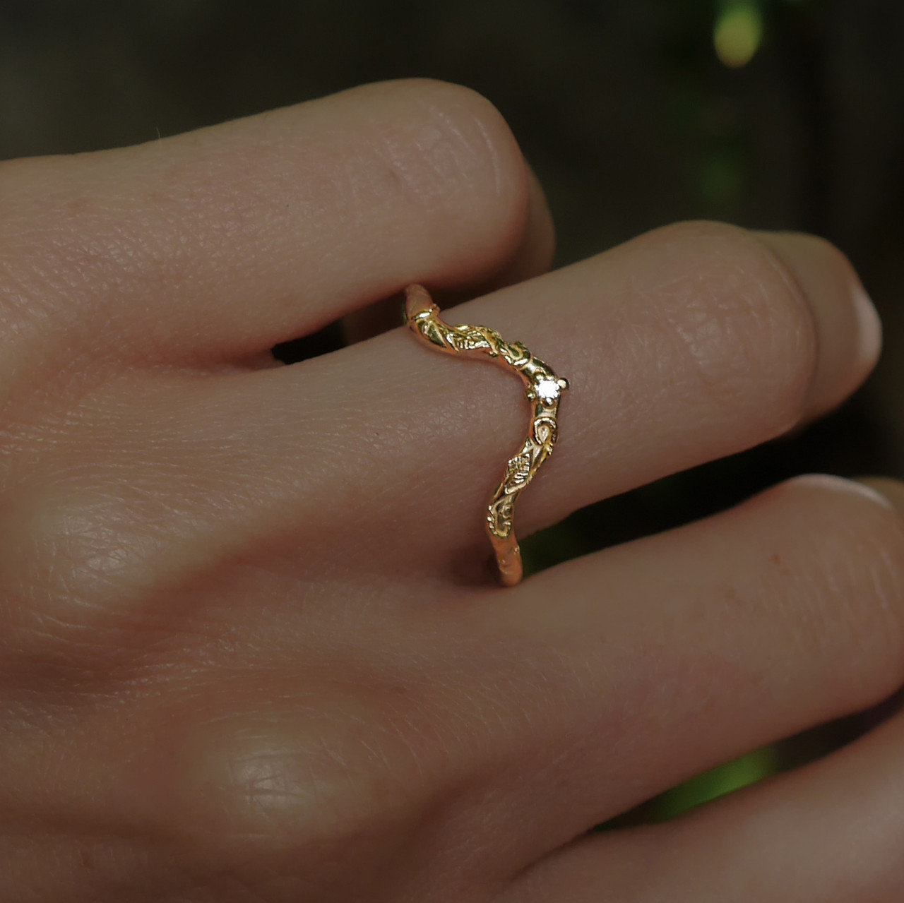 Gold Daphnis Wedding Band, Evangeline Porche, tomfoolery