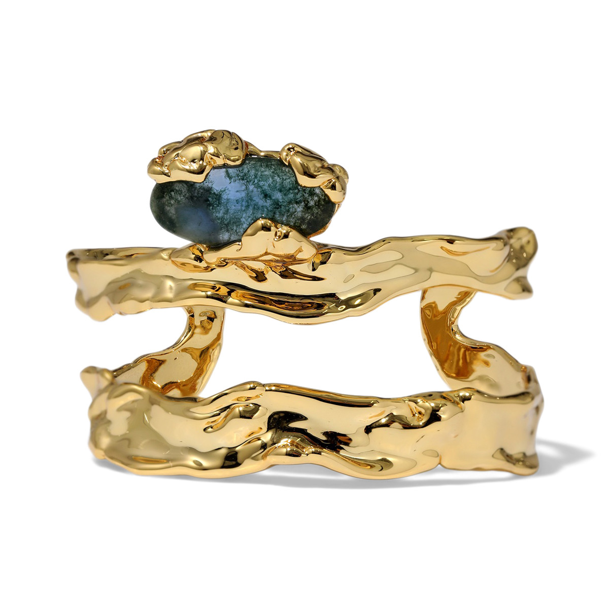 Brut Blue Moss Agate Cuff, Alexis Bittar, tomfoolery