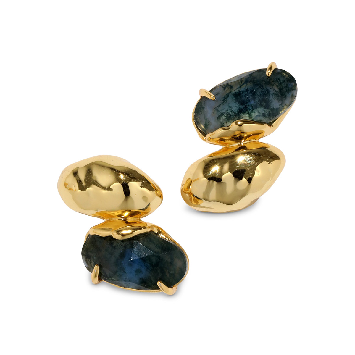 Brut Blue Moss Agate Mismatch Earrings, Alexis Bittar, tomfoolery