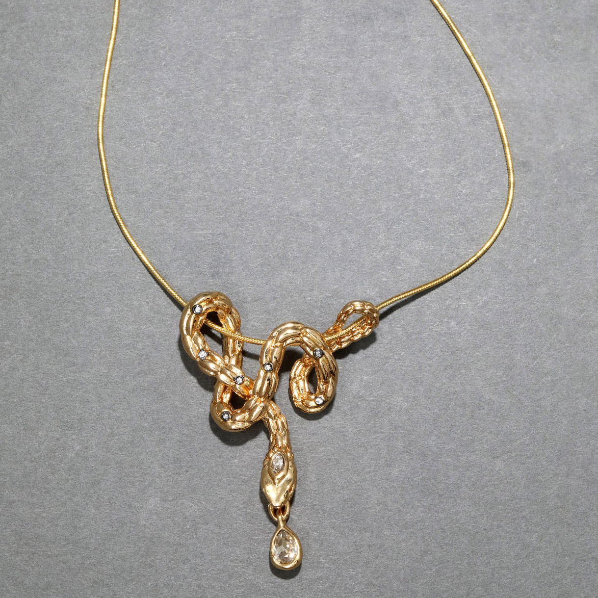 Serpent Crystal Drop Necklace - Tomfoolery London