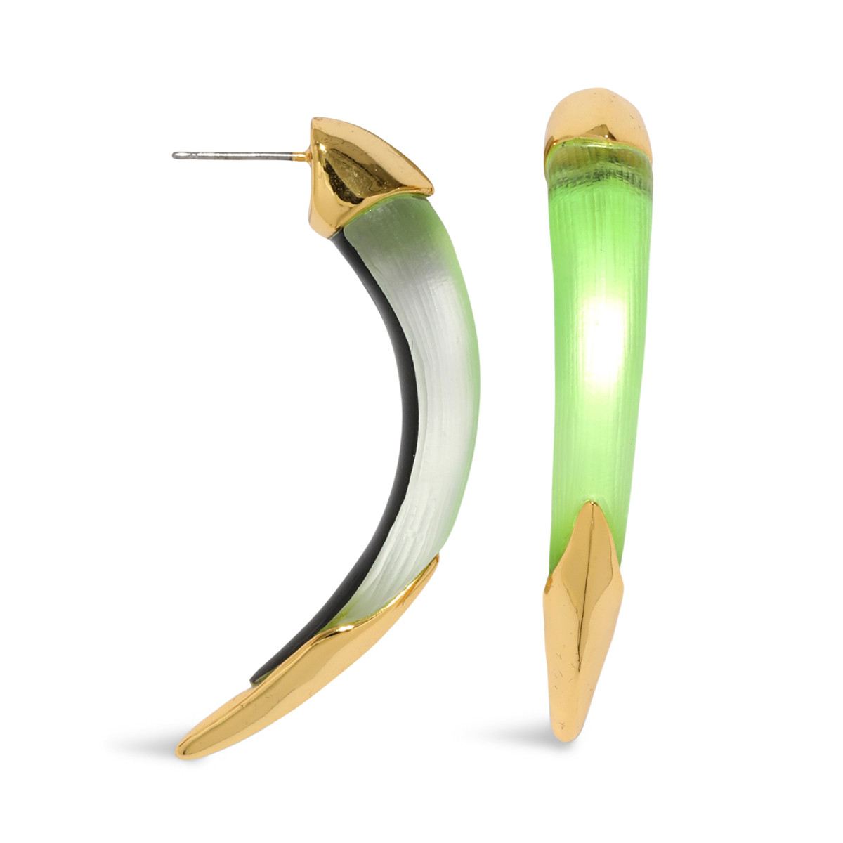 Neon Green Luminous Lucite Claw Earrings, Alexis Bittar, tomfoolery