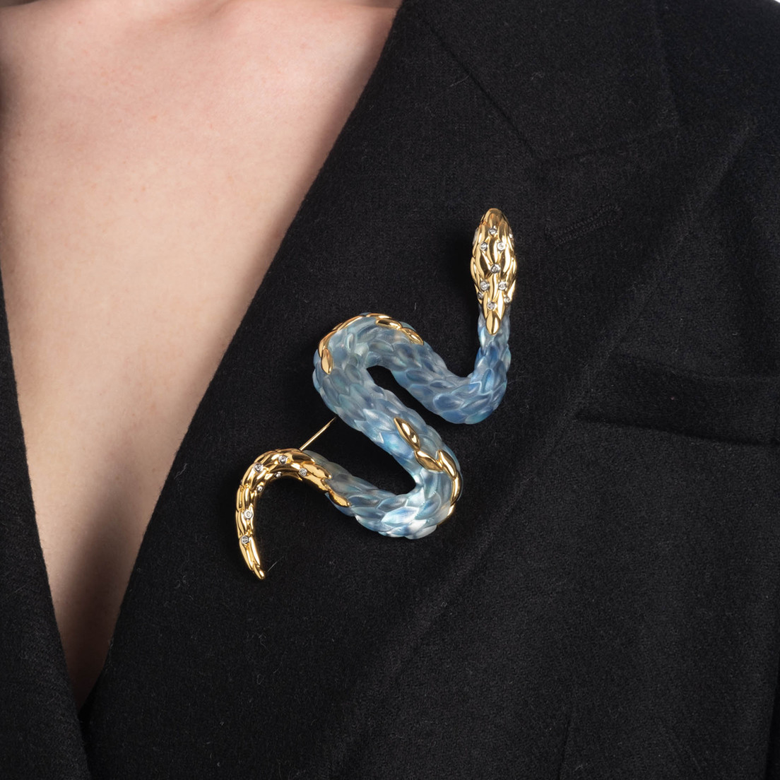 Serpent Lucite Brooch, Alexis Bittar, tomfoolery