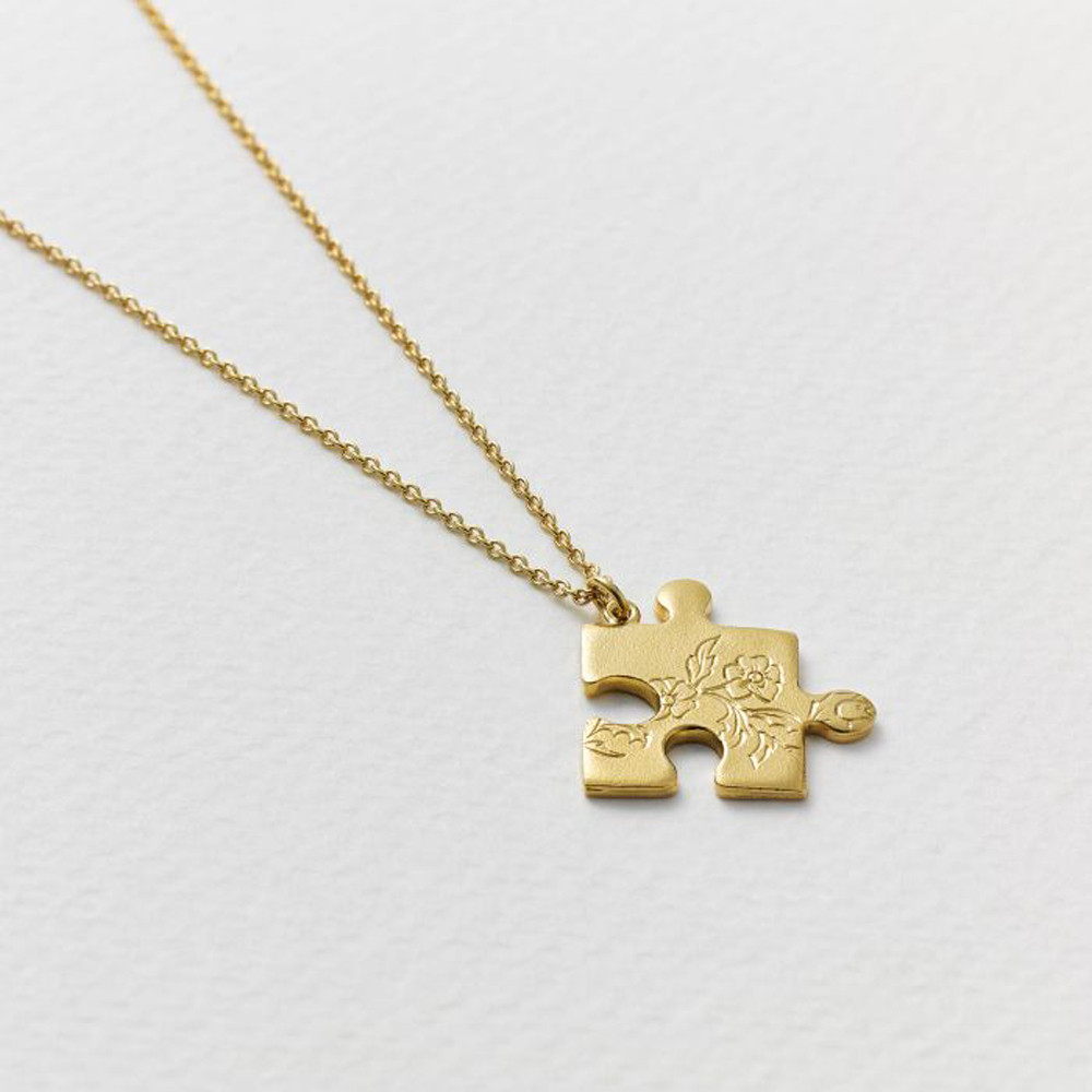 Gold Floral Puzzle Piece Necklace, Alex Monroe, tomfoolery