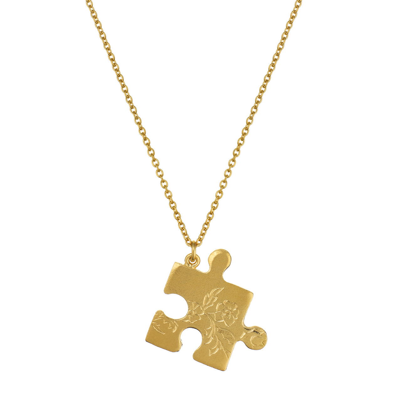 Gold Floral Puzzle Piece Necklace, Alex Monroe, tomfoolery