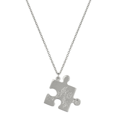 Silver Floral Puzzle Piece Necklace - Tomfoolery London