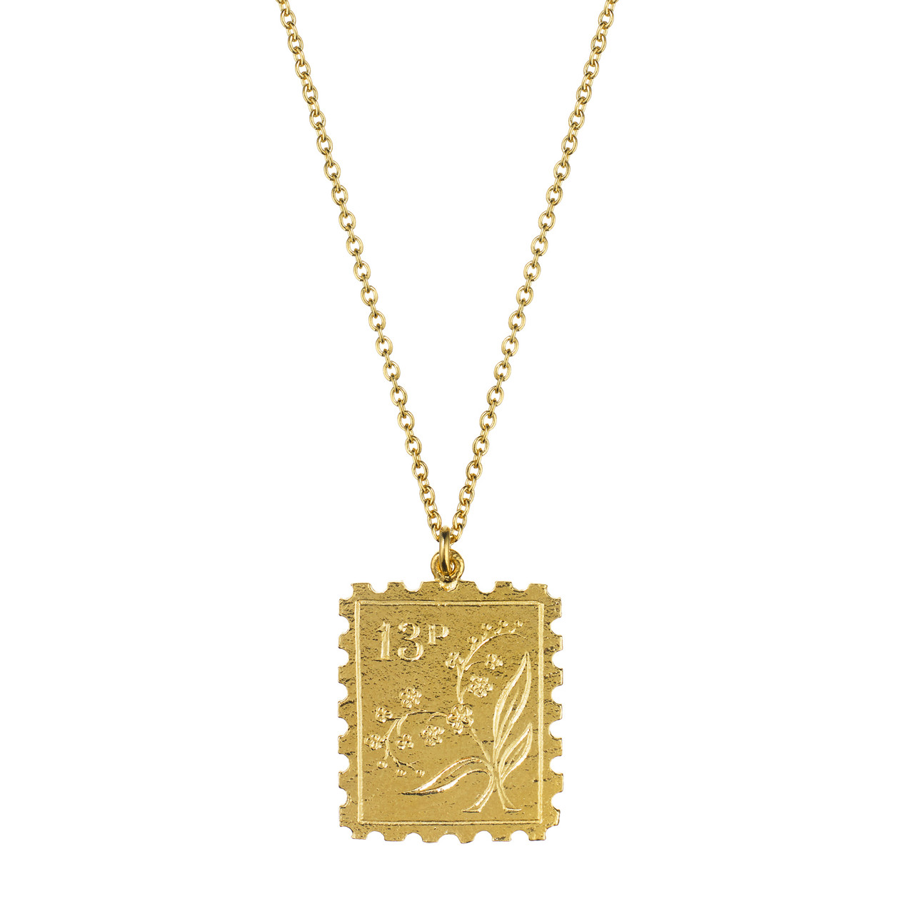 Gold Floral Stamp Necklace, Alex Monroe, tomfoolery