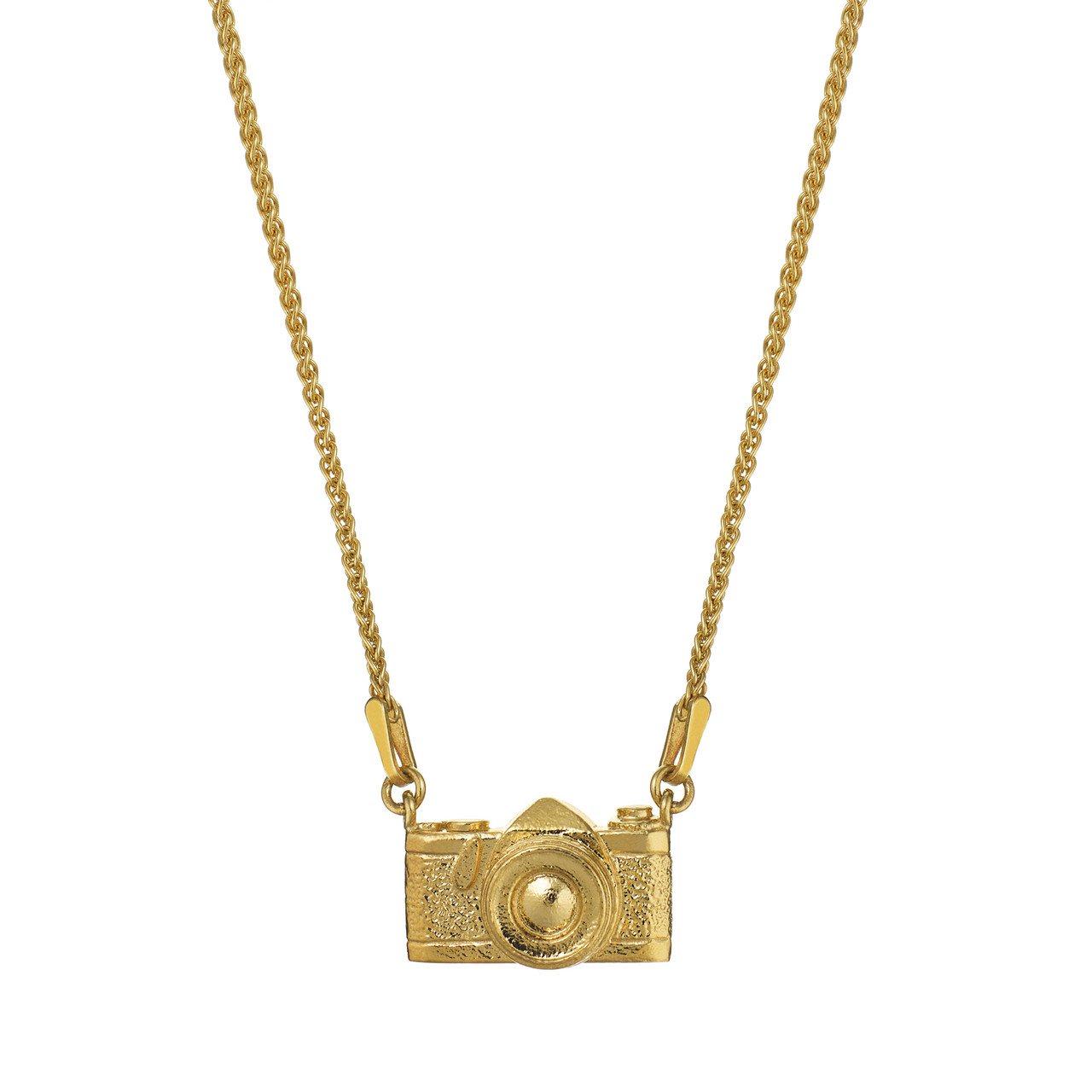 Gold In-Line Vintage Camera Pendant, Alex Monroe, tomfoolery