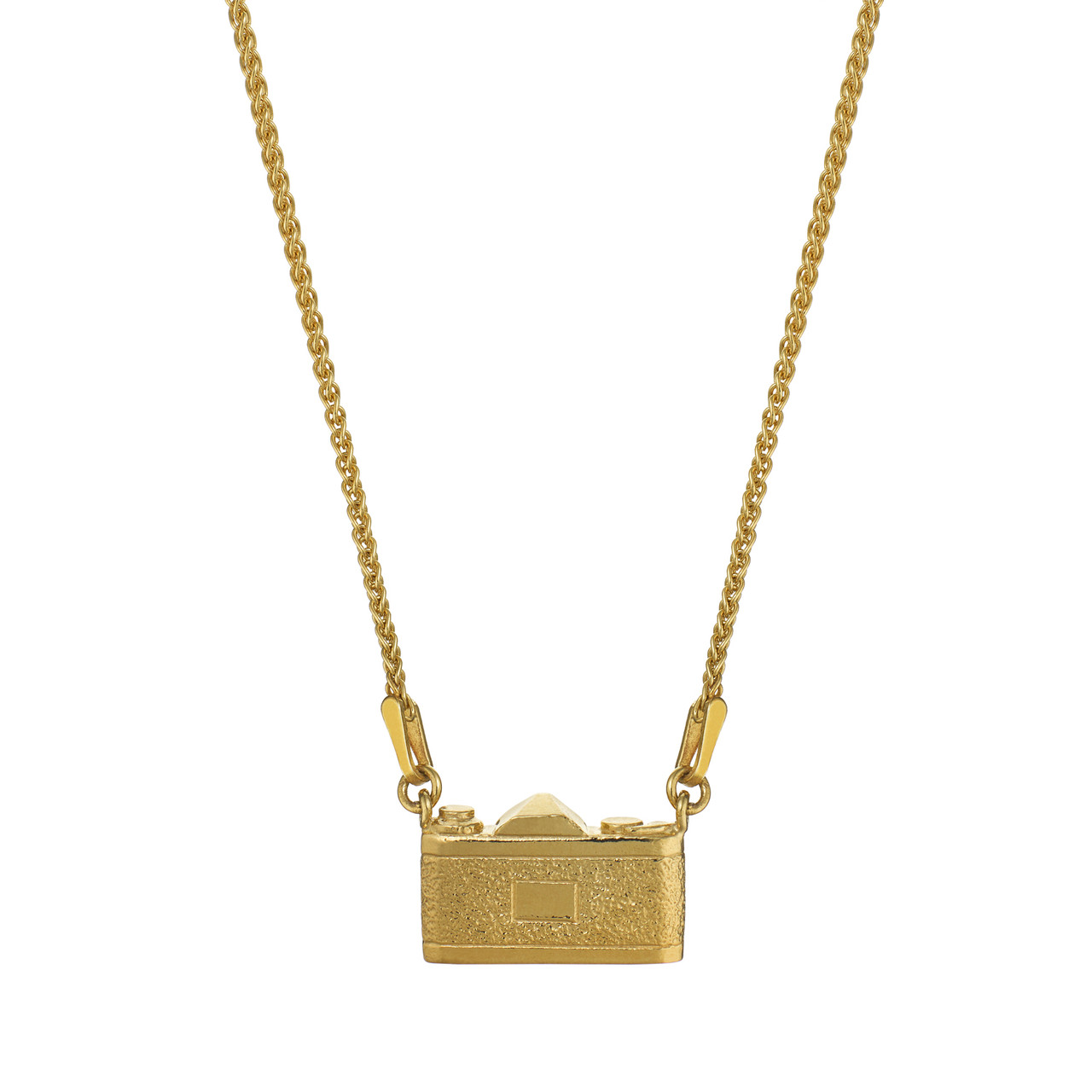 Gold In-Line Vintage Camera Pendant, Alex Monroe, tomfoolery